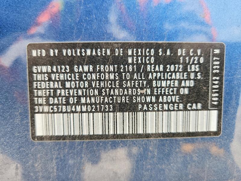 50328966 :رقم المزاد ، 3VWC57BU4MM021733 vin ، 2021 Volkswagen Jetta مزاد بيع
