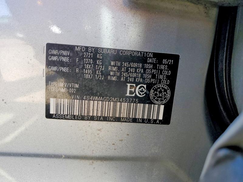 Продажа на аукционе авто 2021 Subaru Ascent, vin: 4S4WMAGD2M3453775, номер лота: 50906246