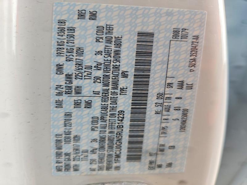 Продажа на аукционе авто 2024 Ford Escape, vin: 1FMCU0GN5RUB14239, номер лота: 48043486