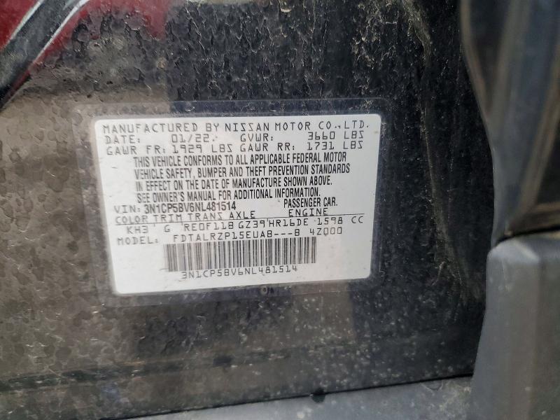 Продажа на аукционе авто 2022 Nissan Kicks, vin: 3N1CP5BV6NL481514, номер лота: 47987096