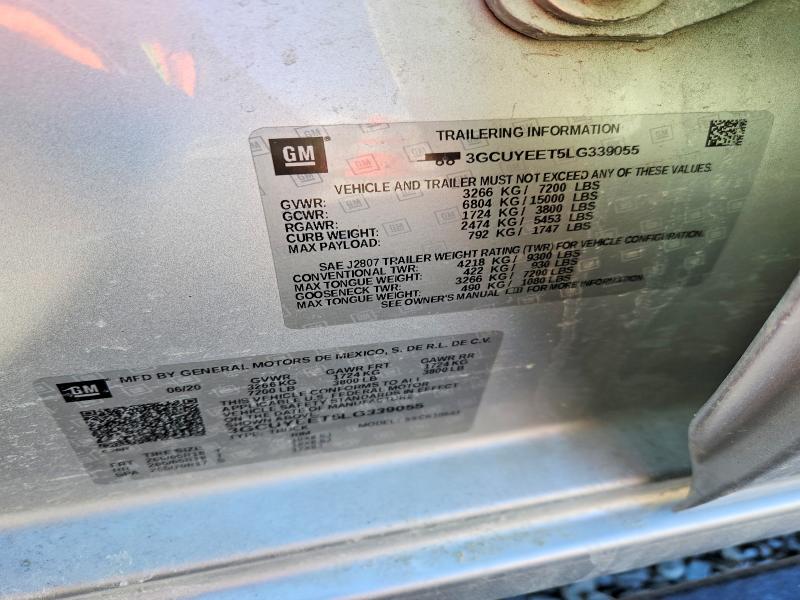 2020 Chevrolet Silverado მანქანა იყიდება აუქციონზე, vin: 3GCUYEET5LG339055, აუქციონის ნომერი: 48271696