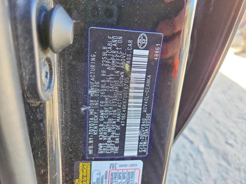 51558946 :رقم المزاد ، 4T1BE46K87U076705 vin ، 2007 Toyota Camry مزاد بيع