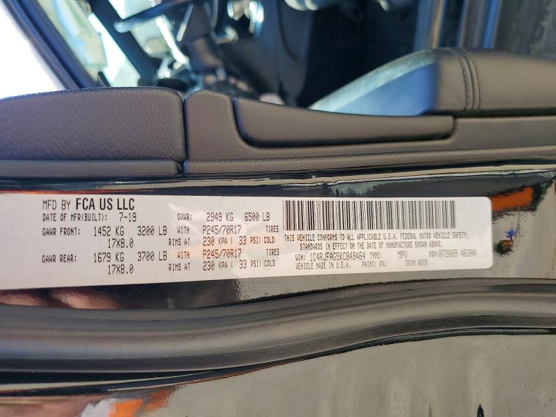 49737886 :رقم المزاد ، 1C4RJFAG5KC849464 vin ، 2019 Jeep Grand Cherokee مزاد بيع