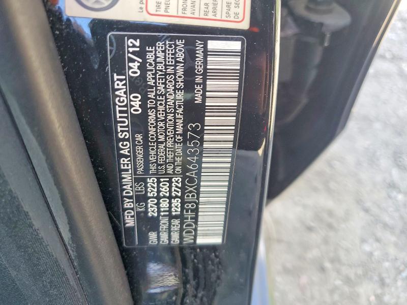 2012 Mercedes-benz E მანქანა იყიდება აუქციონზე, vin: WDDHF8JBXCA643573, აუქციონის ნომერი: 50077596