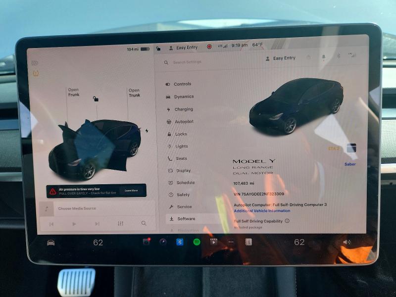 50191656 :رقم المزاد ، 7SAYGDEE2NF323309 vin ، 2022 Tesla Model Y مزاد بيع