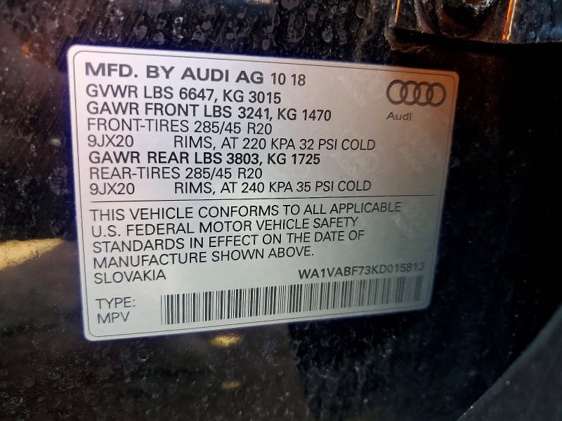 Продаж на аукціоні авто 2019 Audi Q7, vin: WA1VABF73KD015813, номер лоту: 49596456