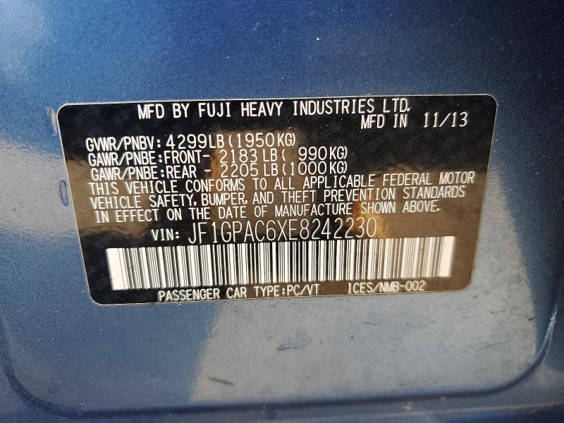 Aukcja sprzedaży 2014 Subaru Impreza, vin: JF1GPAC6XE8242230, numer aukcji: 50911636