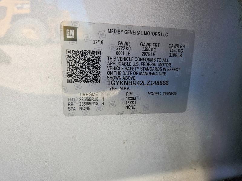 50567376 :رقم المزاد ، 1GYKNBR42LZ148866 vin ، 2020 Cadillac Xt5 مزاد بيع