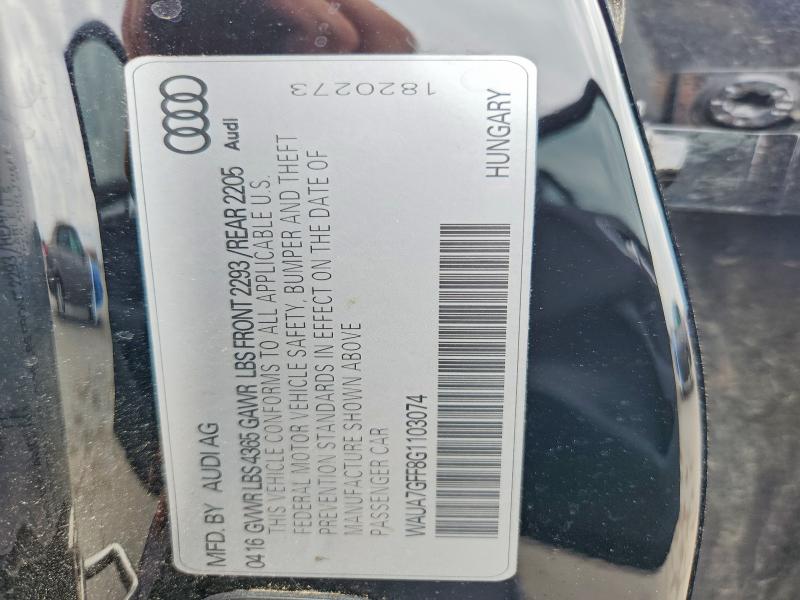 2016 Audi A3 მანქანა იყიდება აუქციონზე, vin: WAUA7GFF8G1103074, აუქციონის ნომერი: 50464166