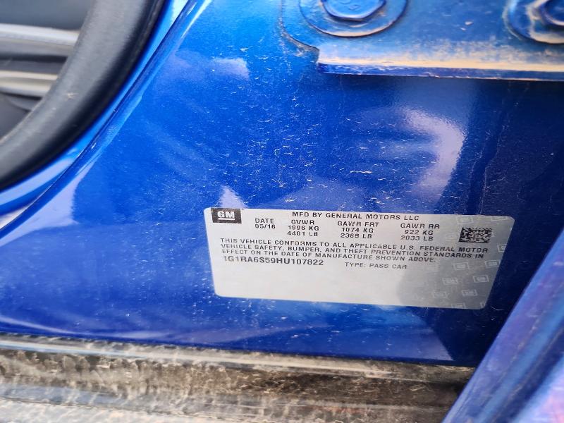 48939186 :رقم المزاد ، 1G1RA6S59HU107822 vin ، 2017 Chevrolet Volt مزاد بيع