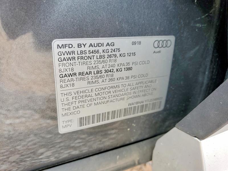 49780076 :رقم المزاد ، WA1BNAFY7J2248503 vin ، 2018 Audi Q5 مزاد بيع