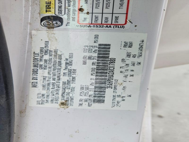 2010 Ford Fusion მანქანა იყიდება აუქციონზე, vin: 3FAHP0HA2AR317880, აუქციონის ნომერი: 51655076
