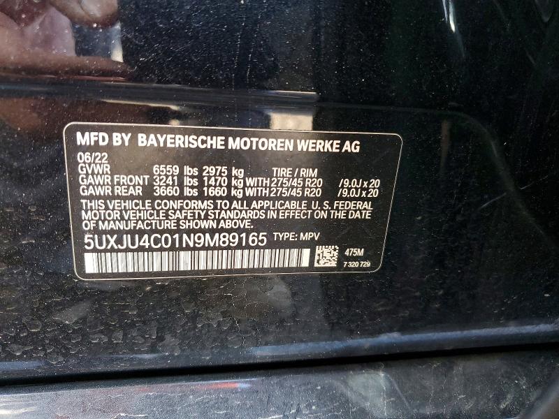 Aukcja sprzedaży 2022 Bmw X5, vin: 5UXJU4C01N9M89165, numer aukcji: 47692336