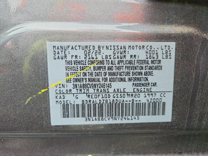 Aukcja sprzedaży 2022 Nissan Sentra, vin: 3N1AB8CV9NY246145, numer aukcji: 48776936
