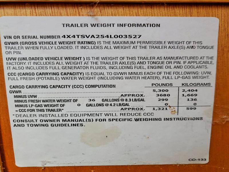 49509406 :رقم المزاد ، 4X4TSVA254L003527 vin ، 2004 Forest River Surveyor مزاد بيع