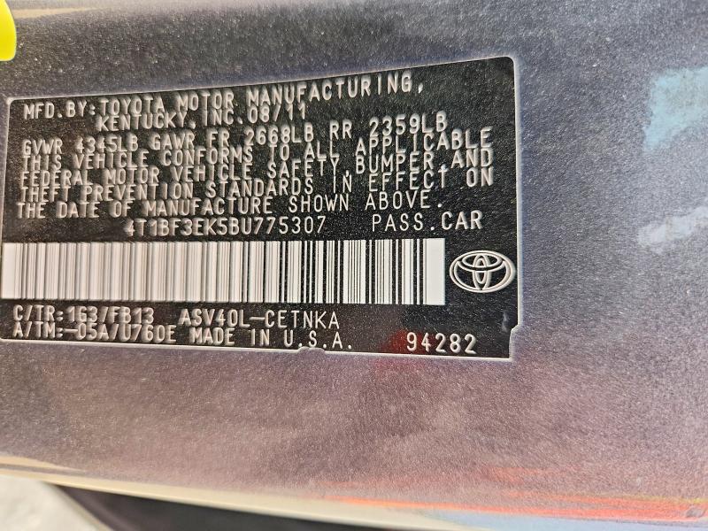 Продажа на аукционе авто 2011 Toyota Camry, vin: 4T1BF3EK5BU775307, номер лота: 48463266
