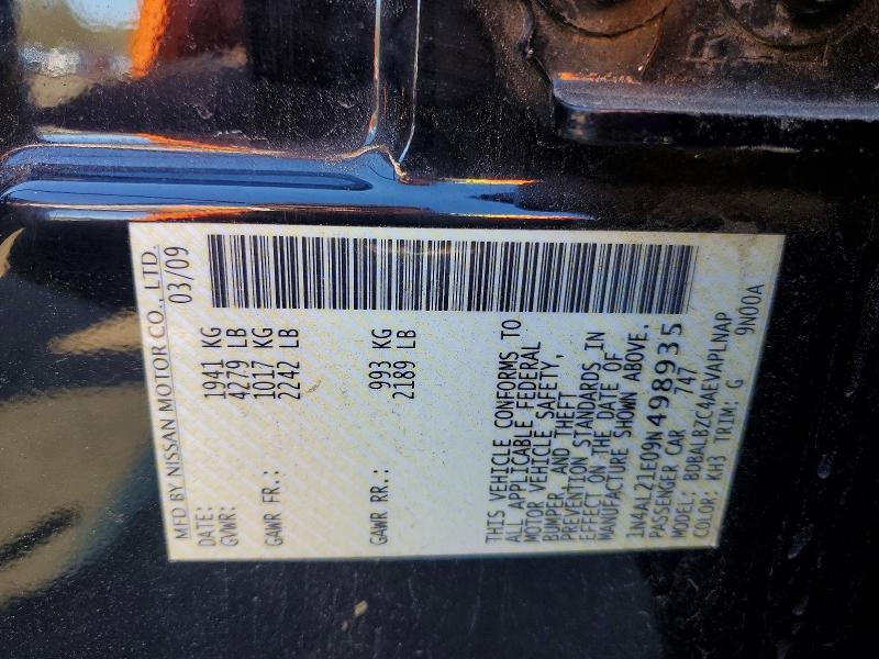 51429146 :رقم المزاد ، 1N4AL21E09N498935 vin ، 2009 Nissan Altima مزاد بيع