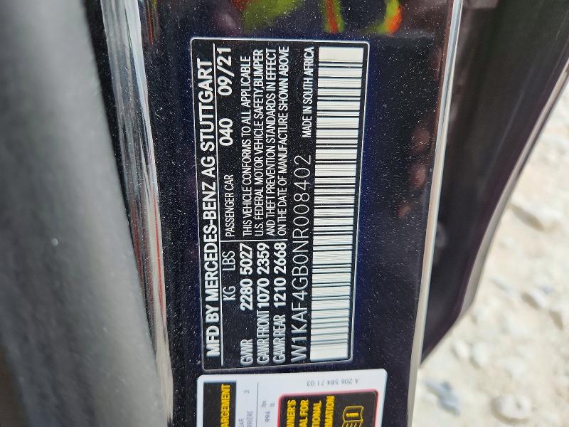 2022 Mercedes-benz C მანქანა იყიდება აუქციონზე, vin: W1KAF4GB0NR008402, აუქციონის ნომერი: 49014606