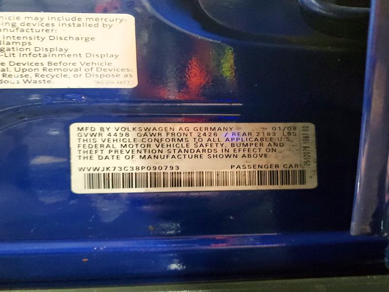 48439736 :رقم المزاد ، WVWJK73C38P090793 vin ، 2008 Volkswagen Passat مزاد بيع