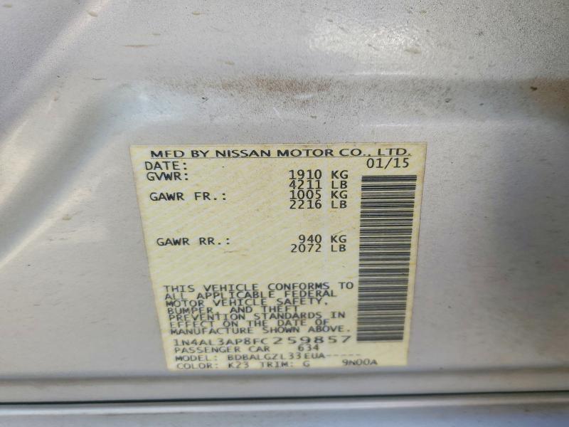 Aukcja sprzedaży 2015 Nissan Altima, vin: 1N4AL3AP8FC259857, numer aukcji: 50150486