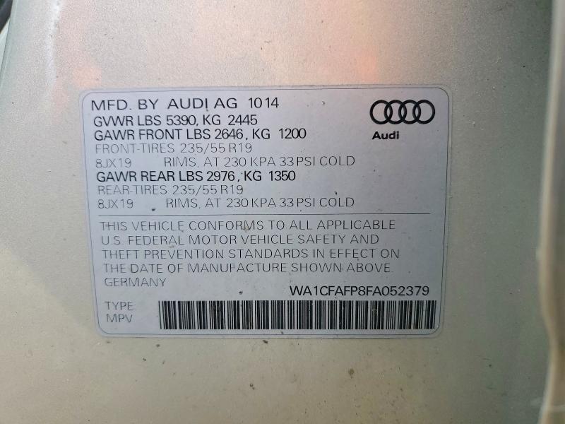 Продаж на аукціоні авто 2015 Audi Q5, vin: WA1CFAFP8FA052379, номер лоту: 49288556