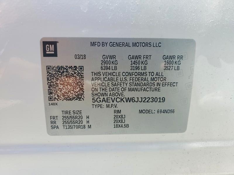 Aukcja sprzedaży 2018 Buick Enclave, vin: 5GAEVCKW6JJ223019, numer aukcji: 50893696