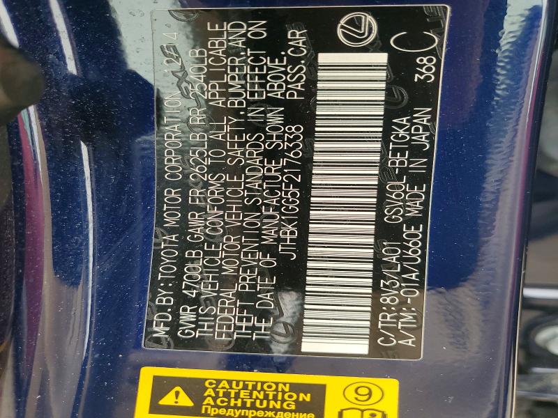 50665516 :رقم المزاد ، JTHBK1GG5F2176338 vin ، 2015 Lexus Es مزاد بيع