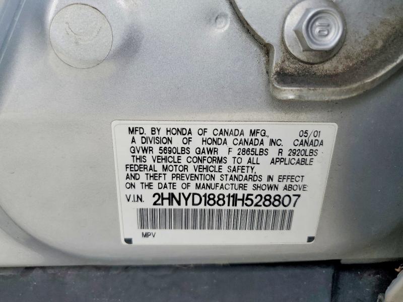 48663506 :رقم المزاد ، 2HNYD18811H528807 vin ، 2001 Acura Mdx مزاد بيع