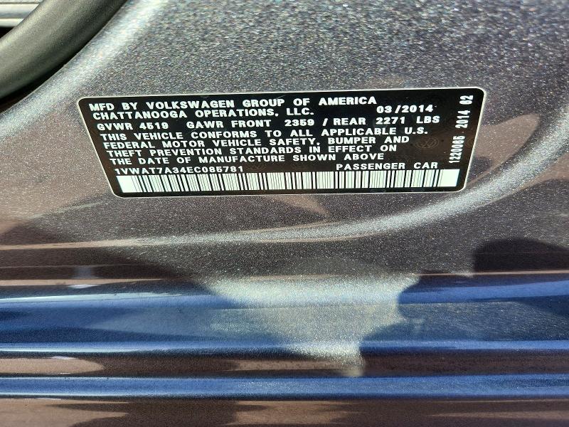 Продажа на аукционе авто 2014 Volkswagen Passat, vin: 1VWAT7A34EC085781, номер лота: 52085086