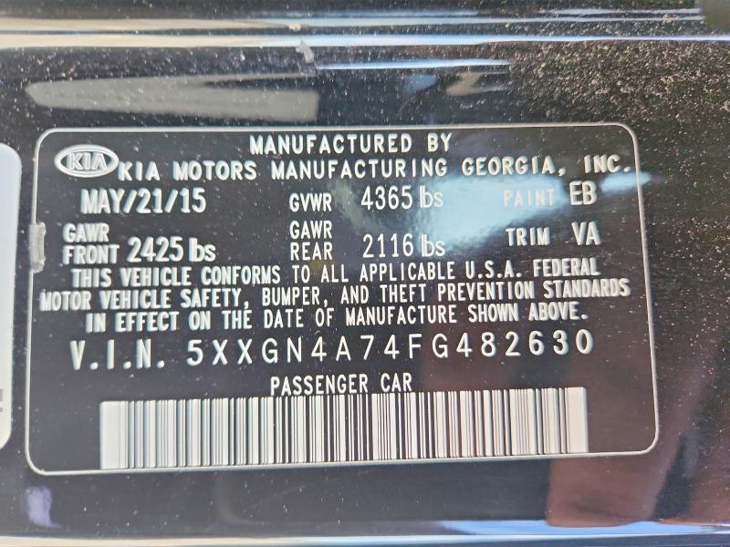 51616456 :رقم المزاد ، 5XXGN4A74FG482630 vin ، 2015 Kia Optima مزاد بيع