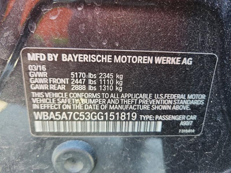 Aukcja sprzedaży 2016 Bmw 528, vin: WBA5A7C53GG151819, numer aukcji: 48876606