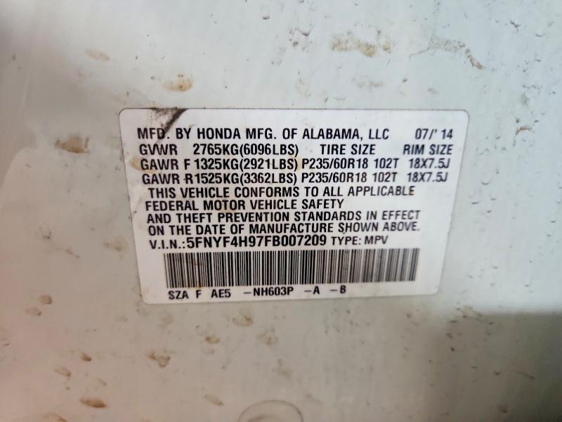 47471916 :رقم المزاد ، 5FNYF4H97FB007209 vin ، 2015 Honda Pilot مزاد بيع