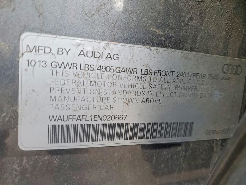 2014 Audi A4 მანქანა იყიდება აუქციონზე, vin: WAUFFAFL1EN020667, აუქციონის ნომერი: 47770196