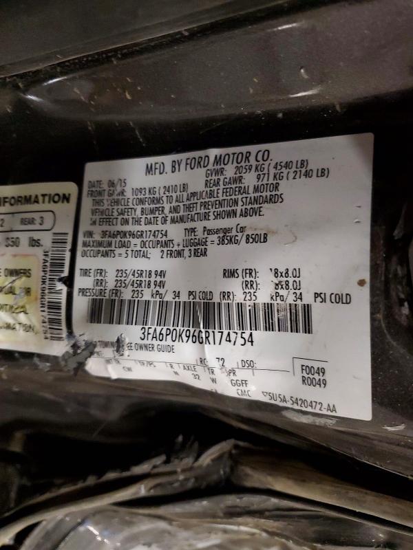 Продажа на аукционе авто 2016 Ford Fusion, vin: 3FA6P0K96GR174754, номер лота: 49331836