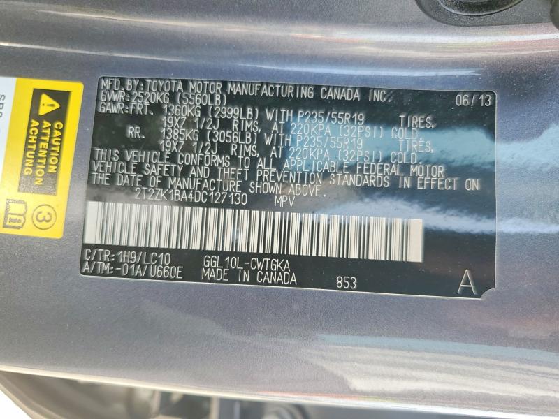 Aukcja sprzedaży 2013 Lexus Rx, vin: 2T2ZK1BA4DC127130, numer aukcji: 50552436