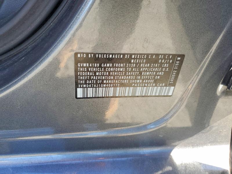 Продажа на аукционе авто 2016 Volkswagen Jetta, vin: 3VWD67AJ1GM408172, номер лота: 49101016