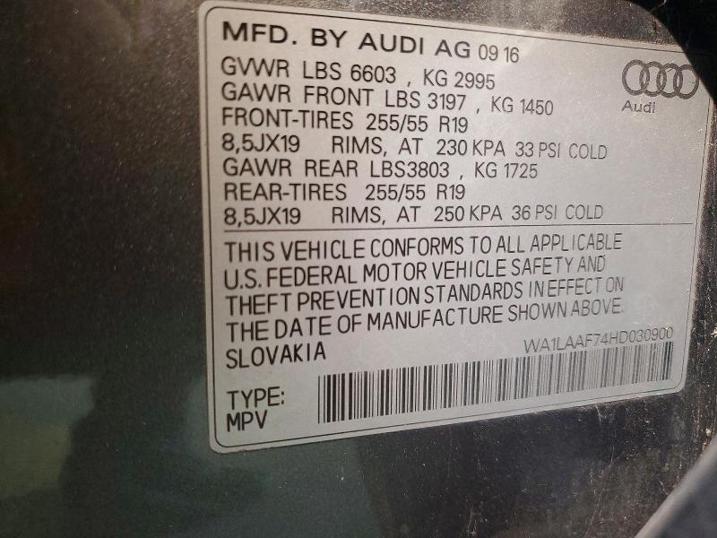 Продаж на аукціоні авто 2017 Audi Q7, vin: WA1LAAF74HD030900, номер лоту: 49331106