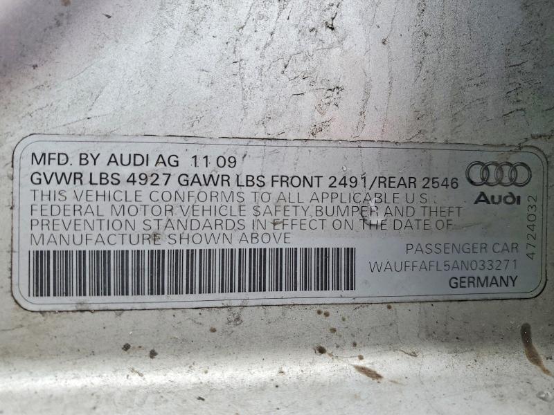 Aukcja sprzedaży 2010 Audi A4, vin: WAUFFAFL5AN033271, numer aukcji: 50791706