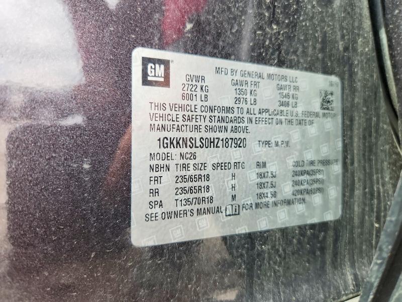 49934246 :رقم المزاد ، 1GKKNSLS0HZ187920 vin ، 2017 Gmc Acadia مزاد بيع