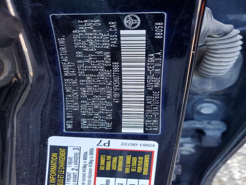 Продаж на аукціоні авто 2017 Toyota Camry, vin: 4T1BF1FK5HU779868, номер лоту: 49120016