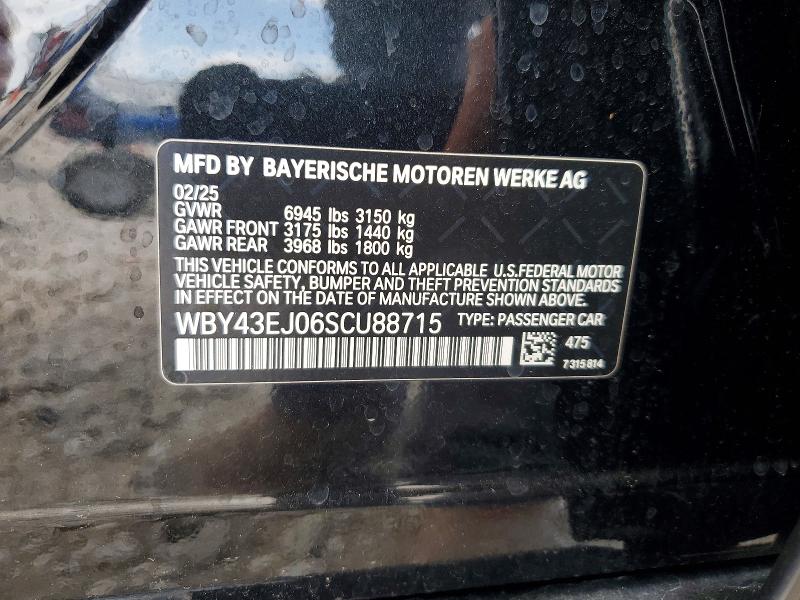 49442736 :رقم المزاد ، WBY43EJ06SCU88715 vin ، 2025 Bmw I7 مزاد بيع