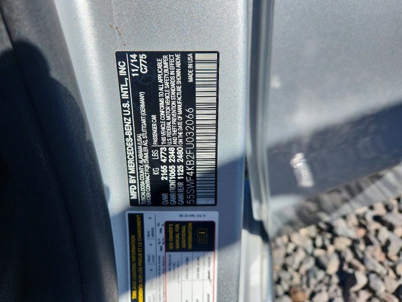 50450566 :رقم المزاد ، 55SWF4KB2FU032066 vin ، 2015 Mercedes-benz C مزاد بيع