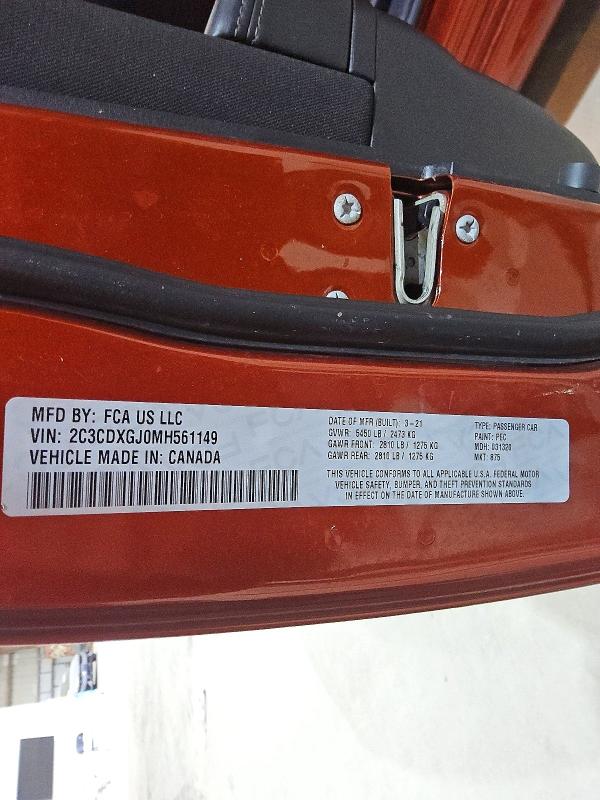 2021 Dodge Charger მანქანა იყიდება აუქციონზე, vin: 2C3CDXGJ0MH561149, აუქციონის ნომერი: 79551035