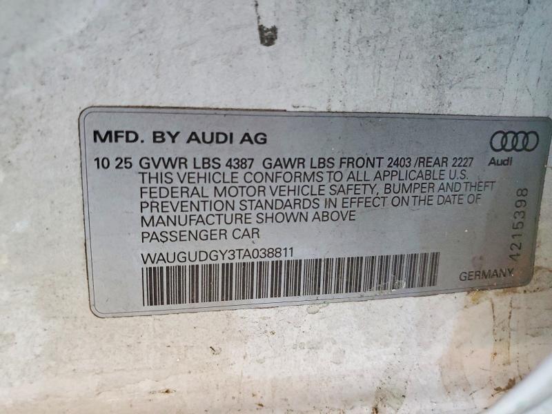 Aukcja sprzedaży 2026 Audi A3, vin: WAUGUDGY3TA038811, numer aukcji: 50753346