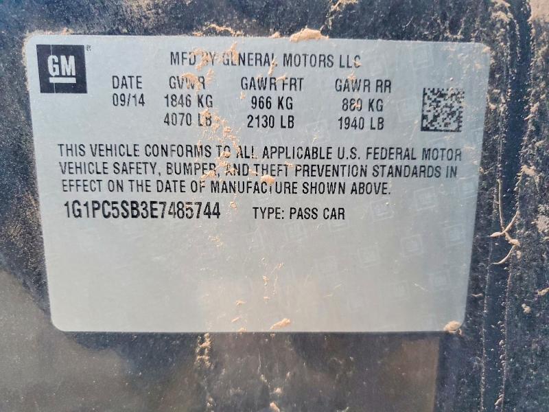 2014 Chevrolet Cruze მანქანა იყიდება აუქციონზე, vin: 1G1PC5SB3E7485744, აუქციონის ნომერი: 50449416
