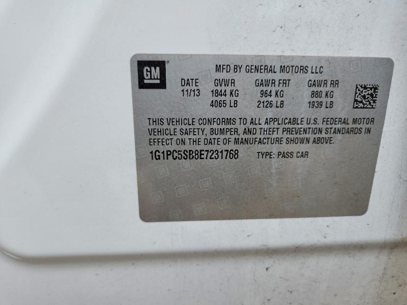 Продажа на аукционе авто 2014 Chevrolet Cruze, vin: 1G1PC5SB8E7231768, номер лота: 50103656