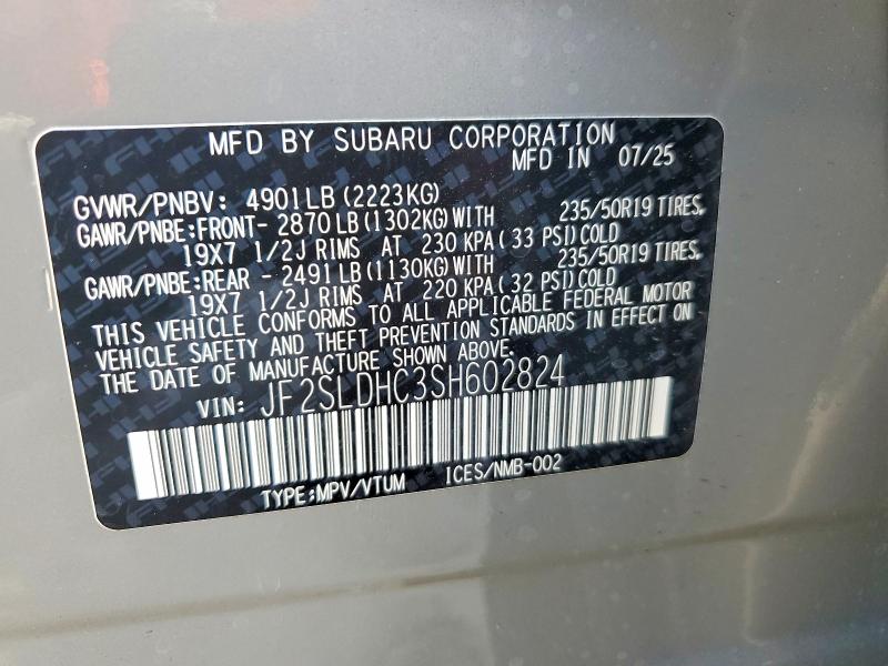 Aukcja sprzedaży 2025 Subaru Forester, vin: JF2SLDHC3SH602824, numer aukcji: 50526496