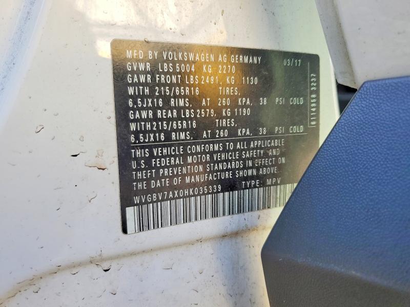Продажа на аукционе авто 2017 Volkswagen Tiguan, vin: WVGBV7AX0HK035339, номер лота: 49267746