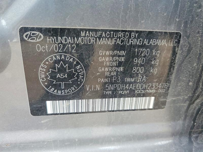 Aukcja sprzedaży 2013 Hyundai Elantra, vin: 5NPDH4AE0DH233476, numer aukcji: 49386566
