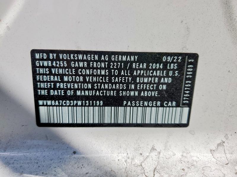 2023 Volkswagen Gti მანქანა იყიდება აუქციონზე, vin: WVW6A7CD3PW131199, აუქციონის ნომერი: 49239506